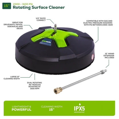 3000 PSI Pressure Washer w/ 15" Surface Cleaner & Extension Combo Kit